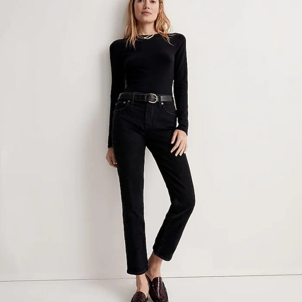 Madewell Perfect Vintage Mid-Rise Jean - Distressed Black  - Size 28